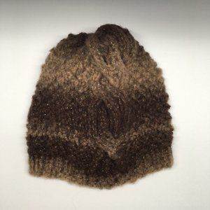 New! Brown Gold Oyster Hat - Cable Side (L) Courtesy of Nature Knitting Studio